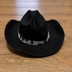 Fashion Nova Black Cowboy Hat with Silver Accents